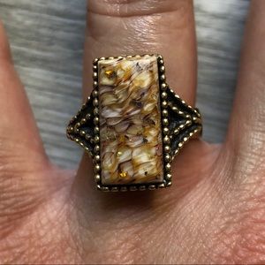 Vintage Emmons Opalescent Signed Adjustable Ring